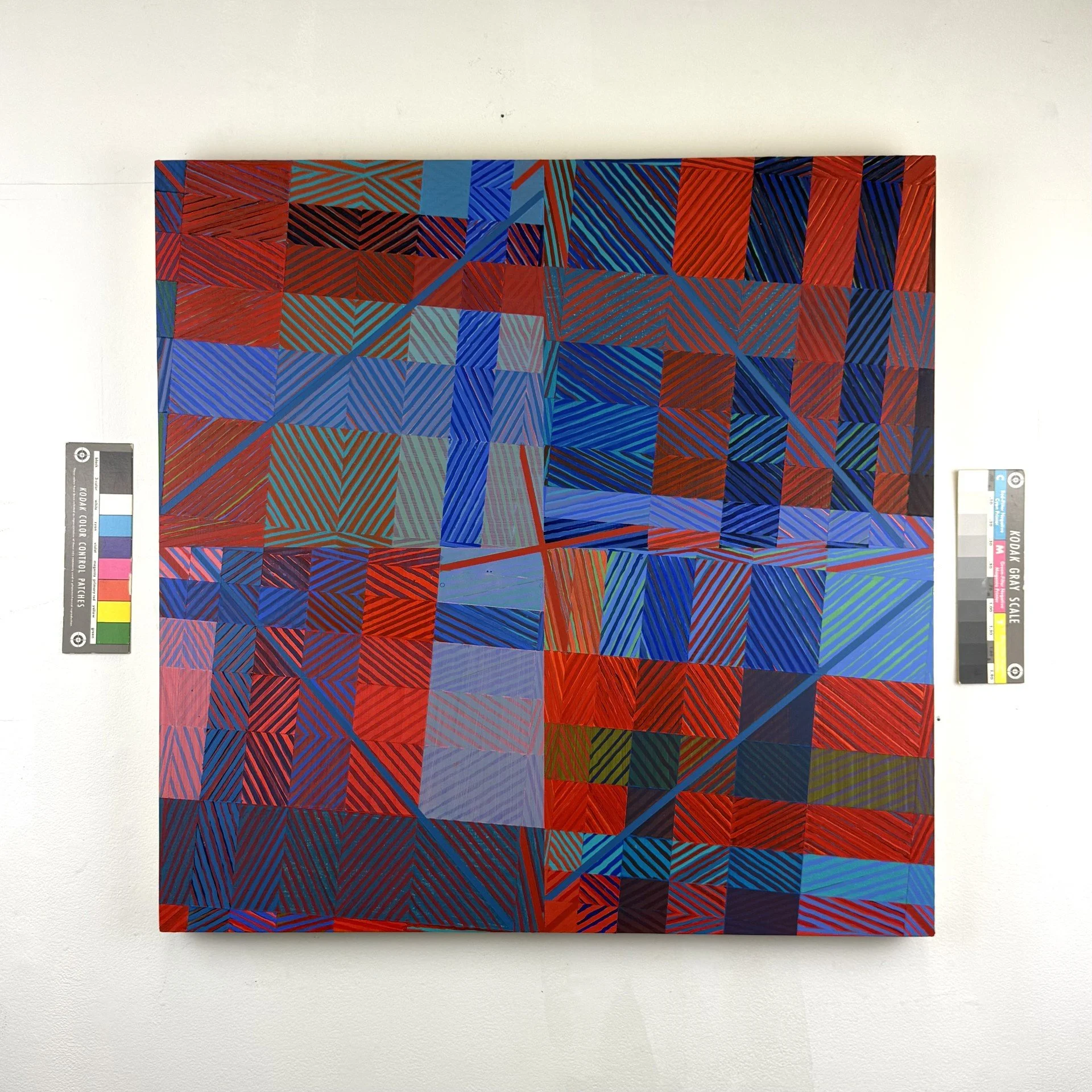 "Fault Lines #6 (cover-ups and transparency?)," 2026, acrylic on wood panel, 24" x 24," Temporary iPhone photo