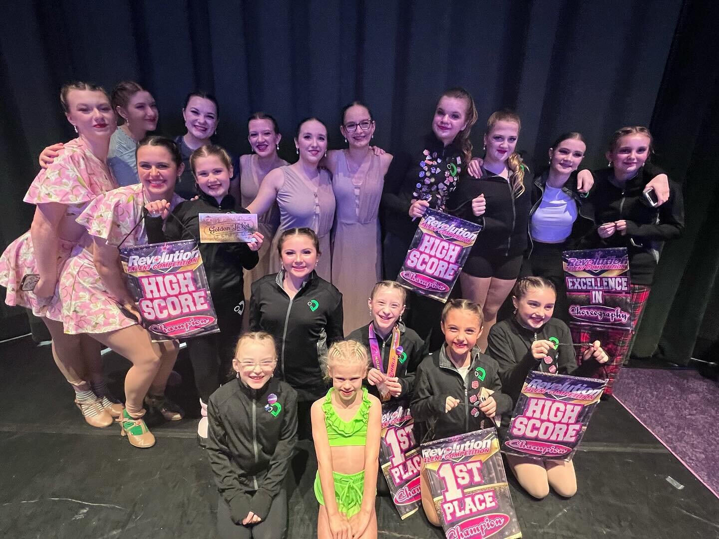 Awards #2 is done at @revotalent! Check out our results below:
✨Ladies Night: elite gold, 4th overall level 2 9-11 small group, choreography award, golden ticket 
✨ The Princesses Revolt: platinum, category 1st, 3rd overall level 1 9-11 small group 
