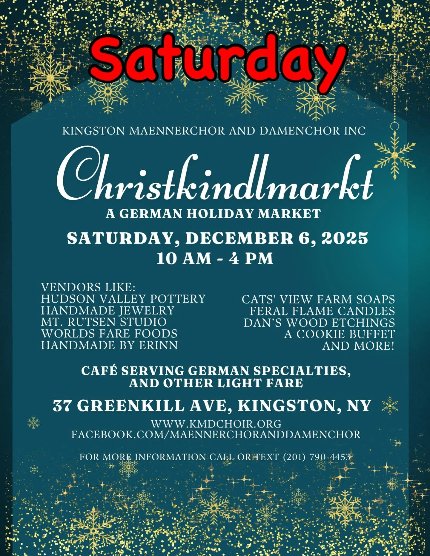 Hanging around Greenkill Ave in Kingston this Saturday? Stop by Village Coffee and Goods and grab your coffee then pop over to the Christkindlmarkt (a German Holiday Market) at the Kingston Maennerchor and Demenchor Inc. walking distance from Village