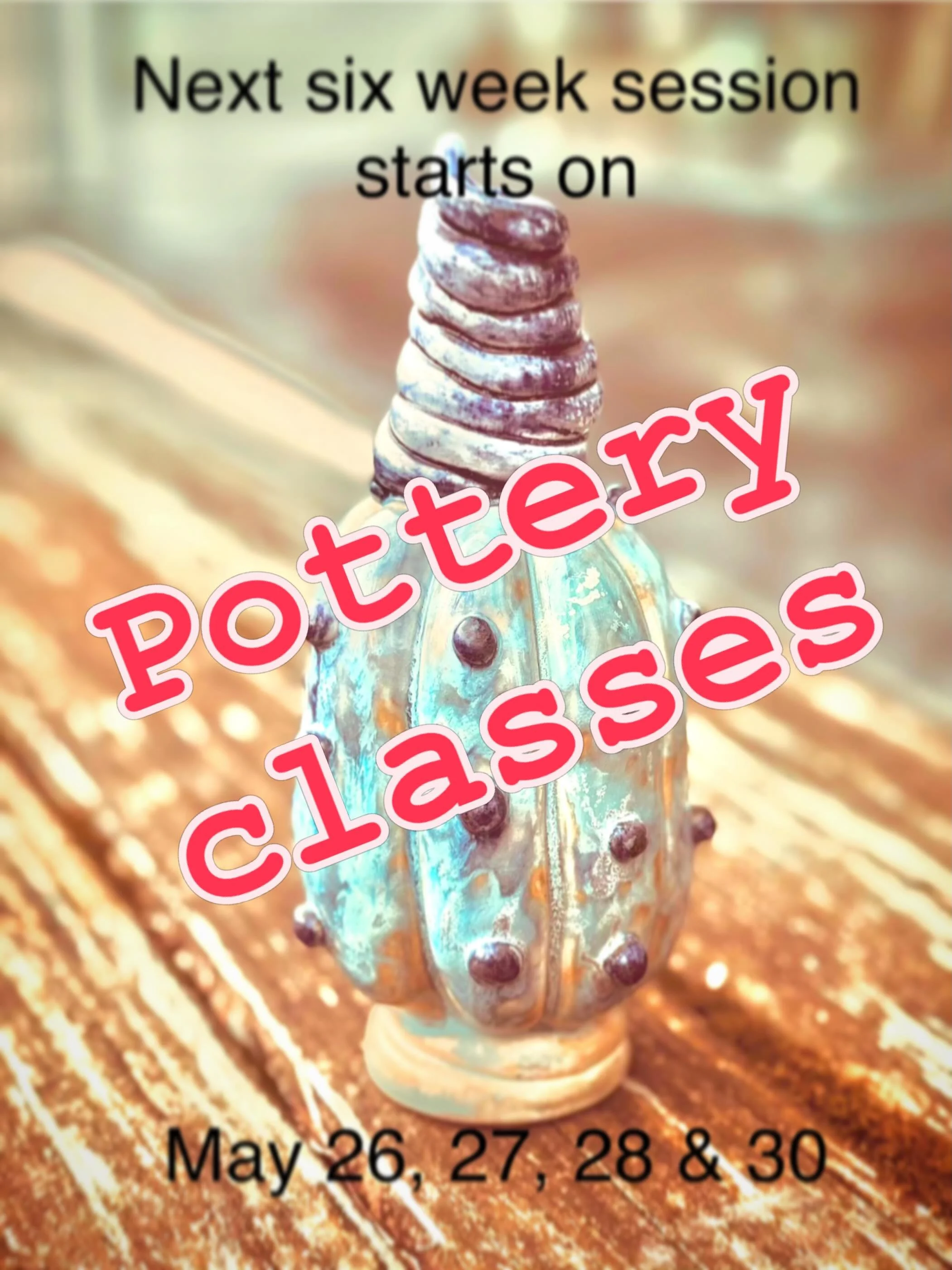 The next round of pottery classes starts after Memorial Day weekend! Hand building and throwing! Saturdays 10-12: 30, Tuesdays 10:30-1, Wednesdays 5:30-8, Thursday 5:30-8.
$350 includes free Open Studio hours. Sign up online and call for more info: 8