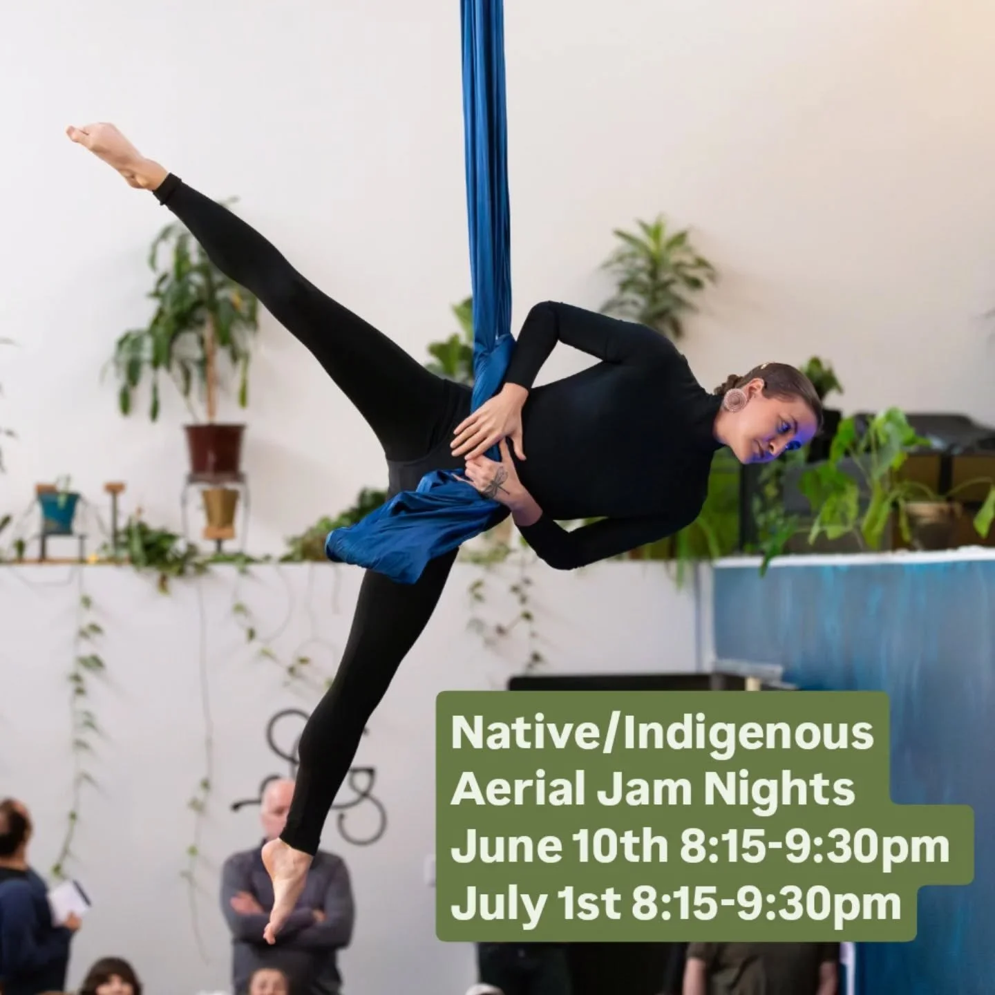 Native/Indigenous relatives with or without aerial acrobatic experience are invited for an evening of aerial practice. All ages are welcome, but ask that children be accompanied by an older relative. Those with experience can have time and space to p