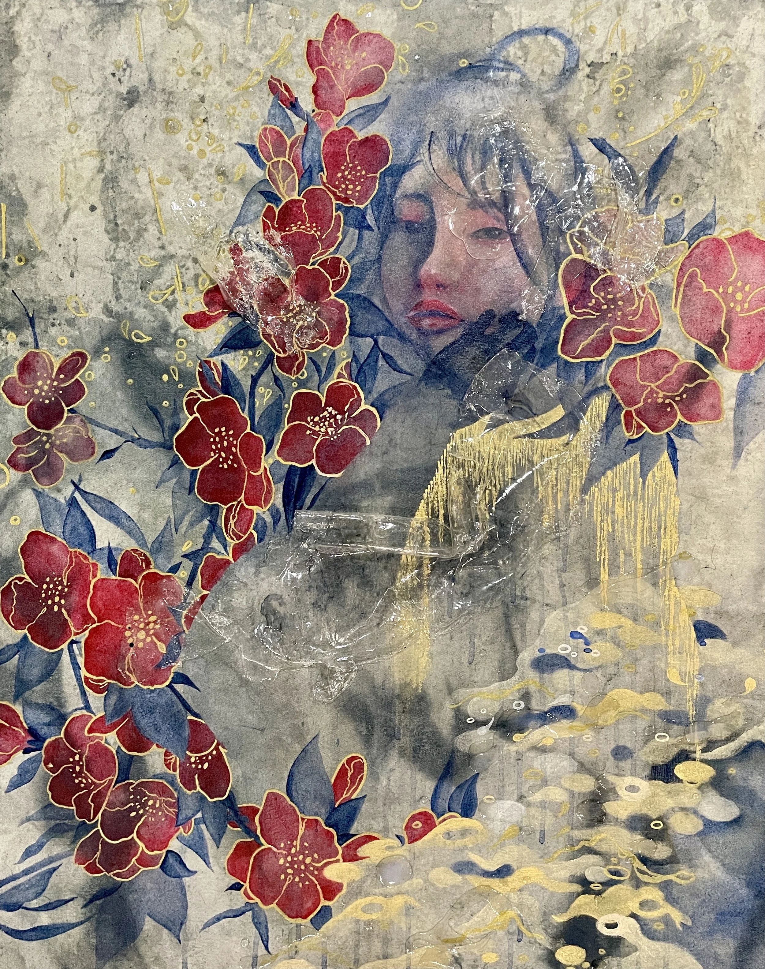 "i'll write your cares away", 2022, Acrylic and indigo on canvas, 30 x 24 in (76.2 x 61 cm)