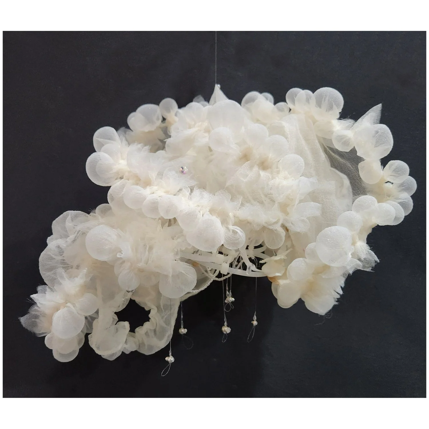 "Stars will always hang", 2022, Organza, plastics, silk, approx. 15 x 13 x 10 in (38.1 x 33 x 25.4 cm)
