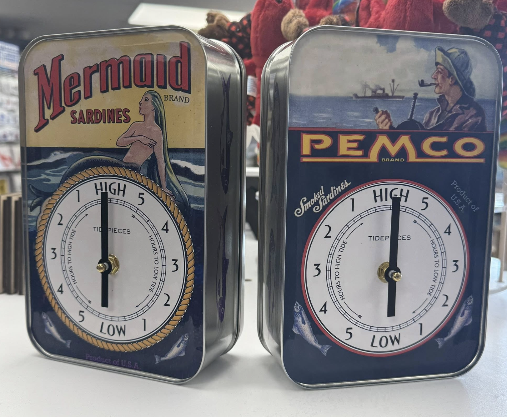 Souvenir Maine Sardine shaped Tide Clocks