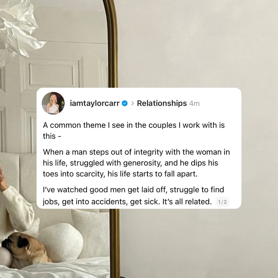 I’ve watched the women that work with me pull their energy back from their male partner, because the partner no longer feel safe to their nervous system…
and then the man begins to truly suffer in the three-dimensional world.