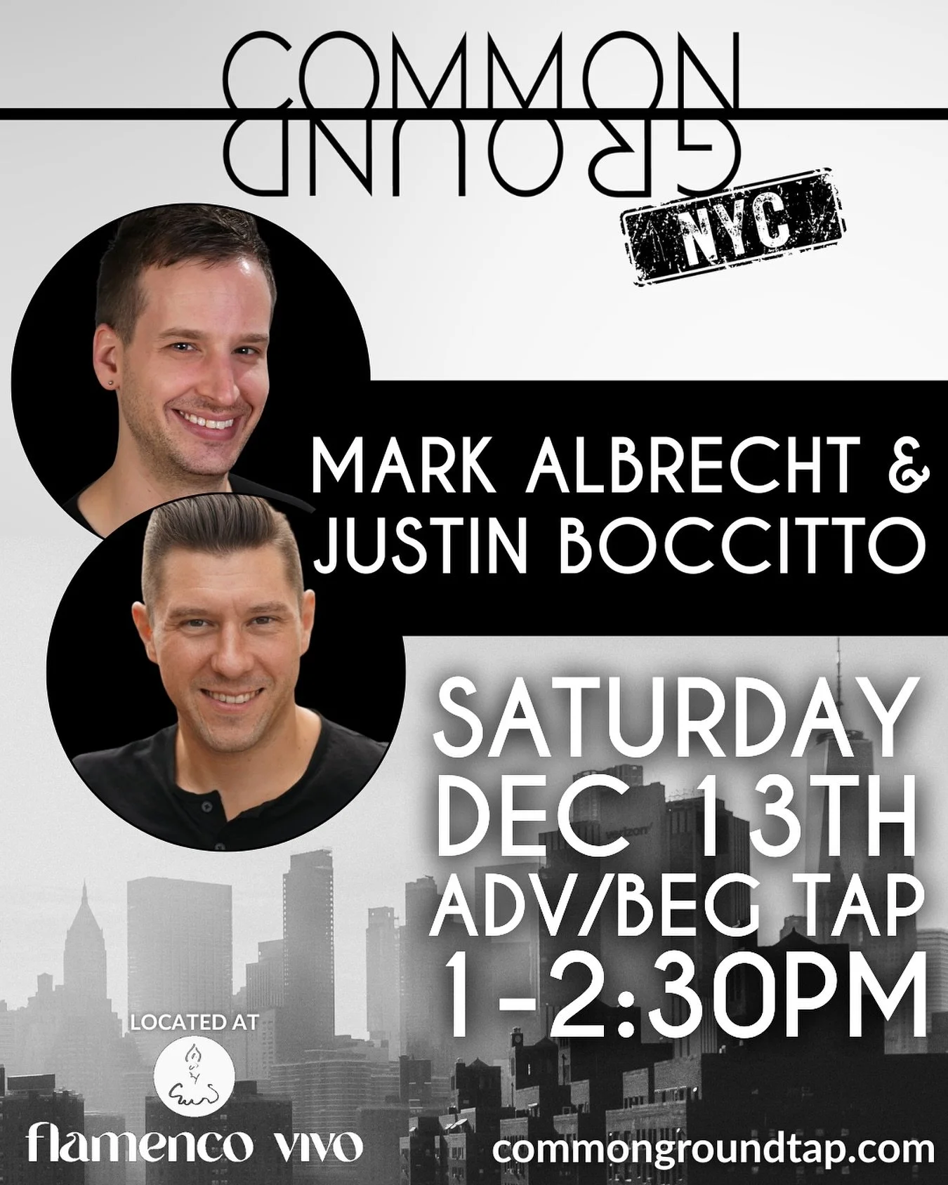 Join @markalbrechtnyc and @justinboccitto in NYC for our last pop-up class of 2025! Register through our link in bio or visit www.commongroundtap.com/classes #tapdance #tapclass #nyc #tapdancers