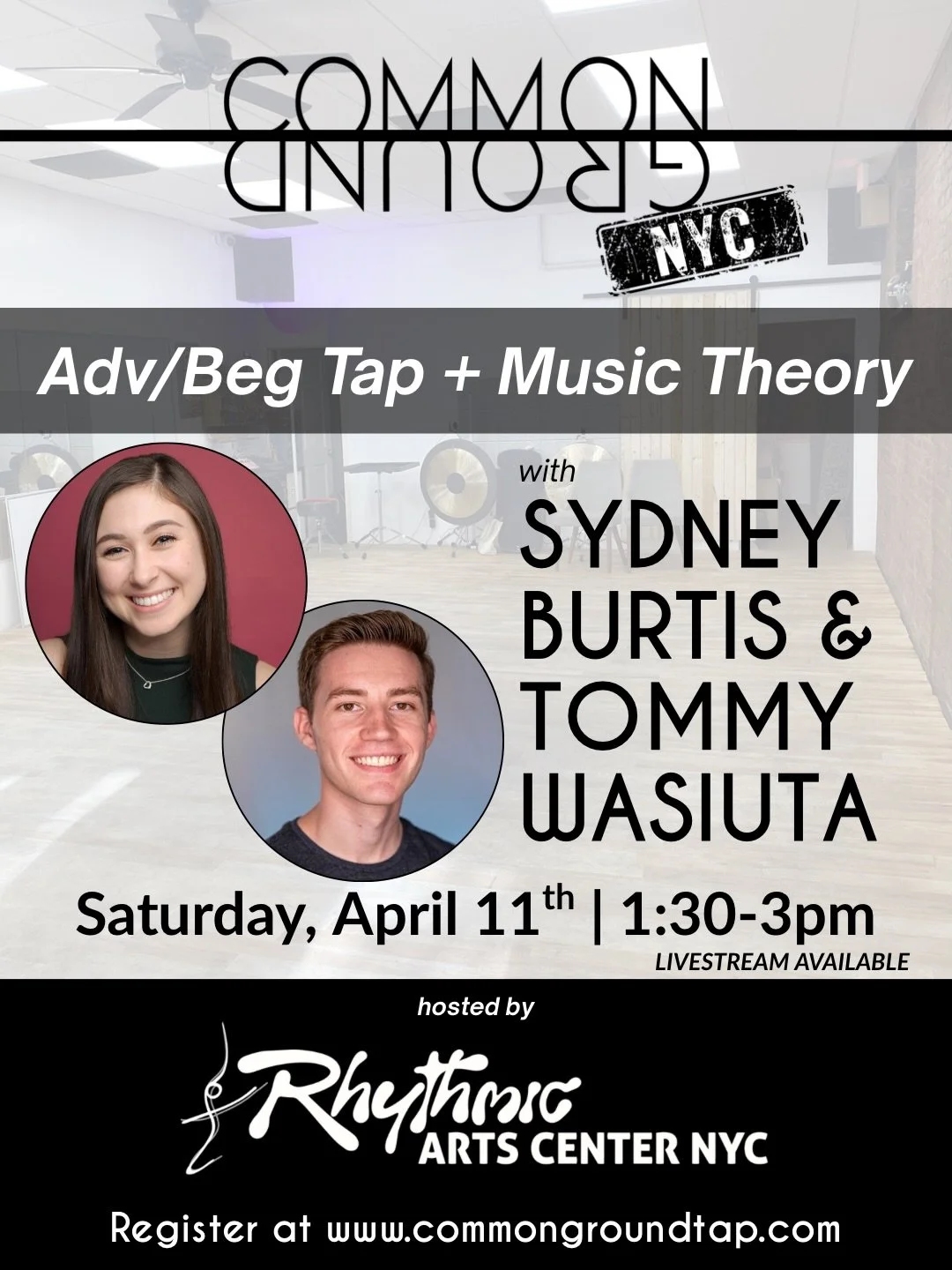 April 11th in NYC&hellip;join @sydi11 and @tommywasiuta for a special Adv/Beg Tap Class focusing on music theory at @rhythmicartscenternyc 👞 You don&rsquo;t want to miss it and there&rsquo;s a livestream option if you can&rsquo;t make it in-person. 