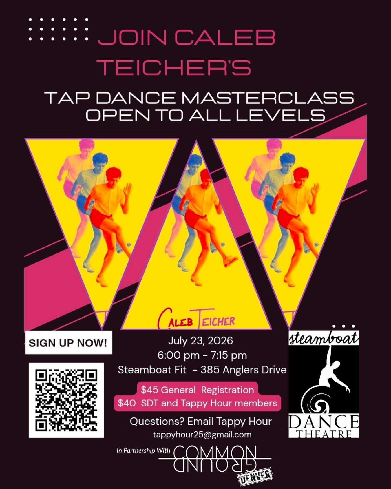 This Thursday in Steamboat Springs don&rsquo;t miss a special masterclass with @calebteicher 👞 Link in bio. @steamboatdance @tappyhoursteamboat #tapdance #colorado