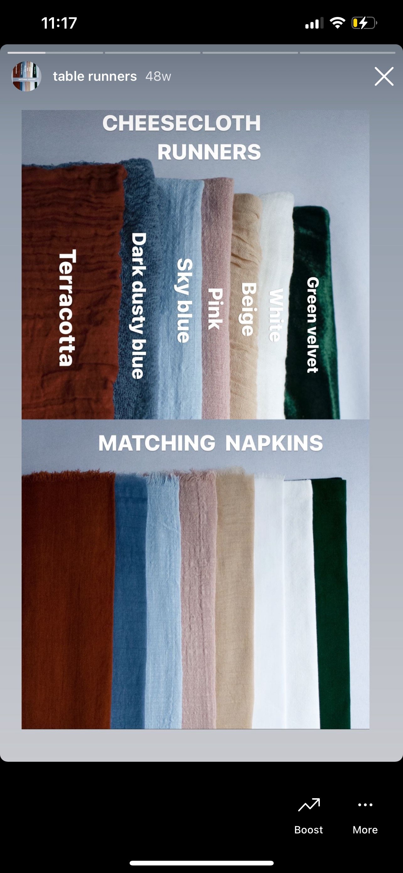 Cheesecloth Runners with Matching Napkins