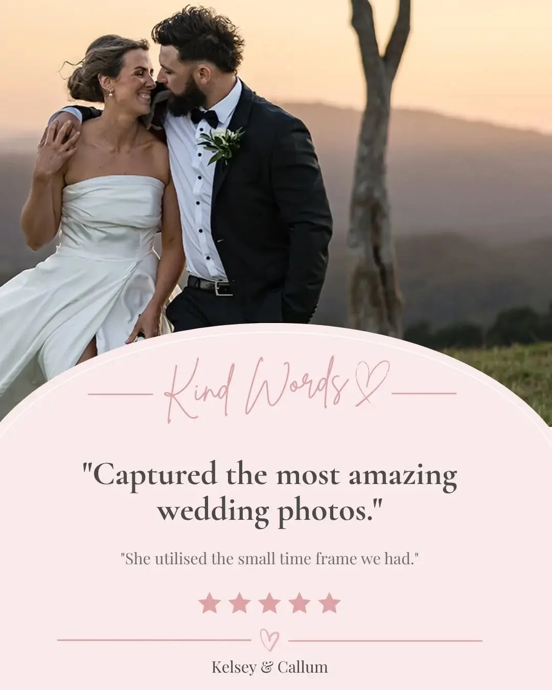 Worried you won't have enough time for beautiful wedding photos?

It's one of the biggest concerns couples tell me when we're planning their wedding day.

The good news is that beautiful photos aren't about disappearing for hours. They're about havin