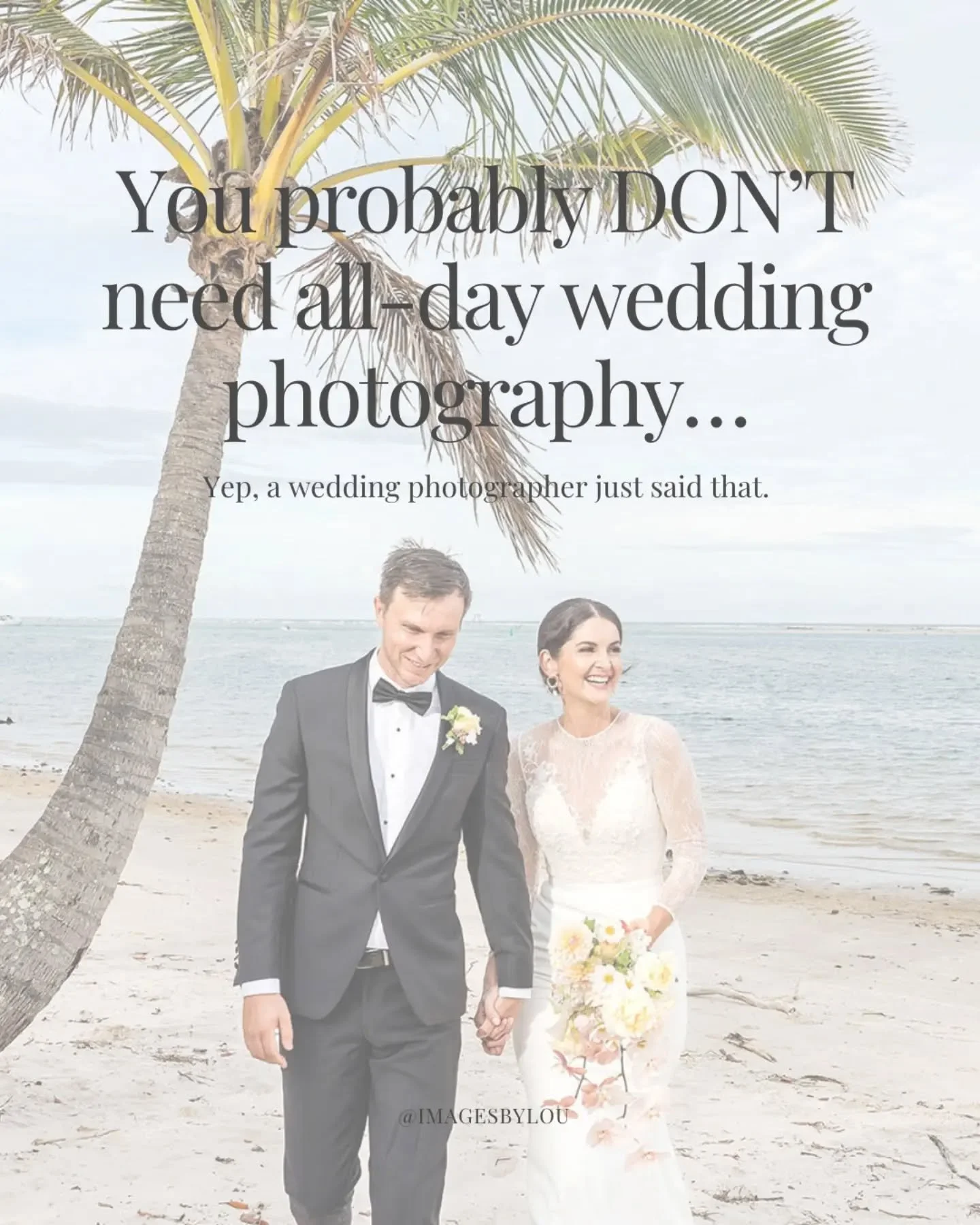 Hot take: you might NOT need an all-day wedding photographer.&nbsp;📷

After photographing 300+ weddings, I&rsquo;ve learnt there&rsquo;s no magic number of hours. It really comes down to&nbsp;your wedding + the moments you never want to forget.

So 
