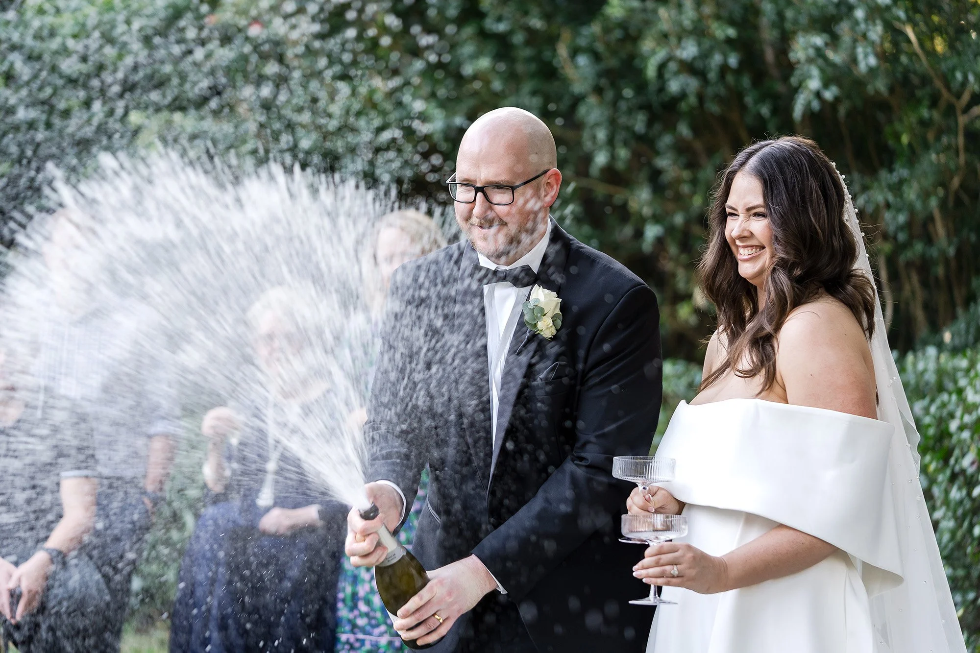 champagne pop at wedding