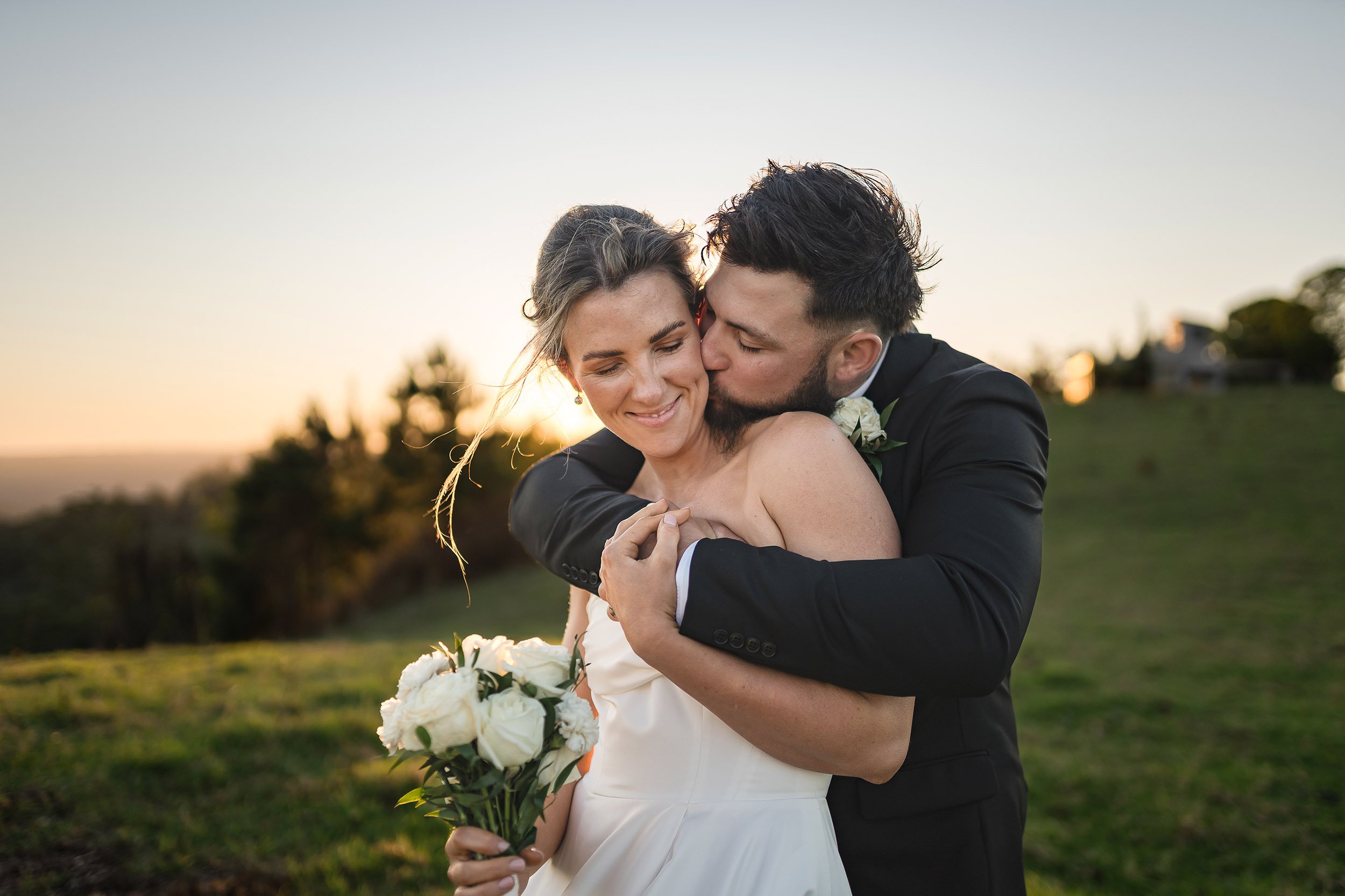 Maleny Wedding Photographer sunset photo of bride and groom