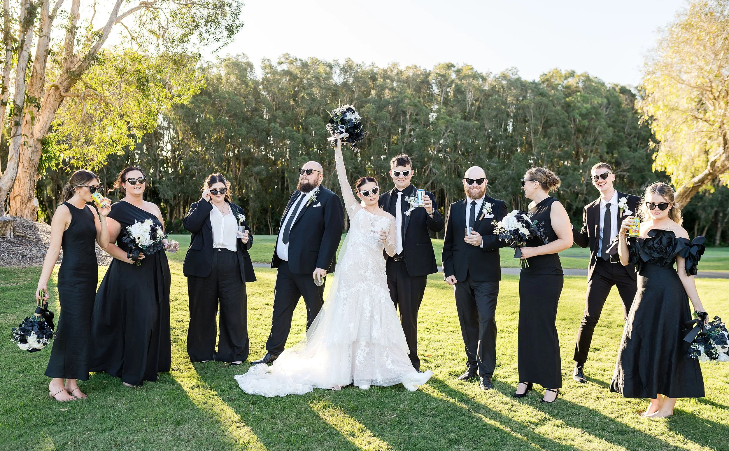 fun bridal party photo at Twin Waters Golf Club wedding venue