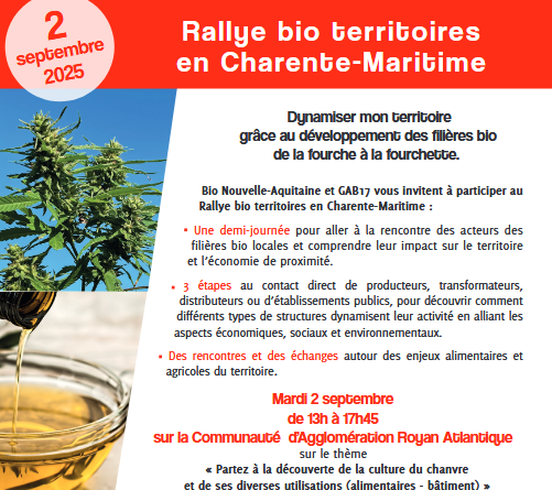 Rallye bio territoires sur le chanvre en Charente-Maritime