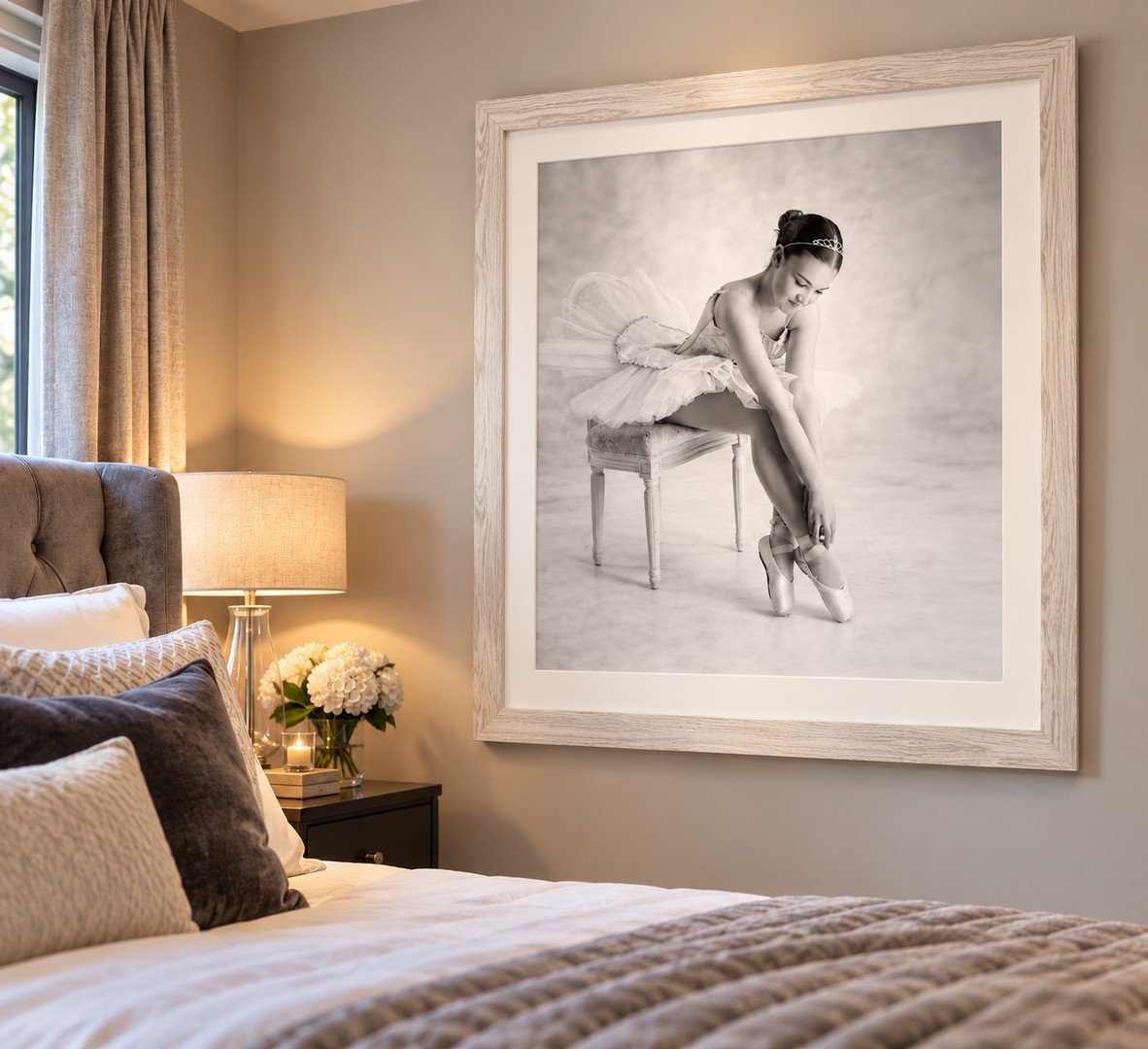 Elegant Bedroom with Framed Ballerina Portrait (1).jpg