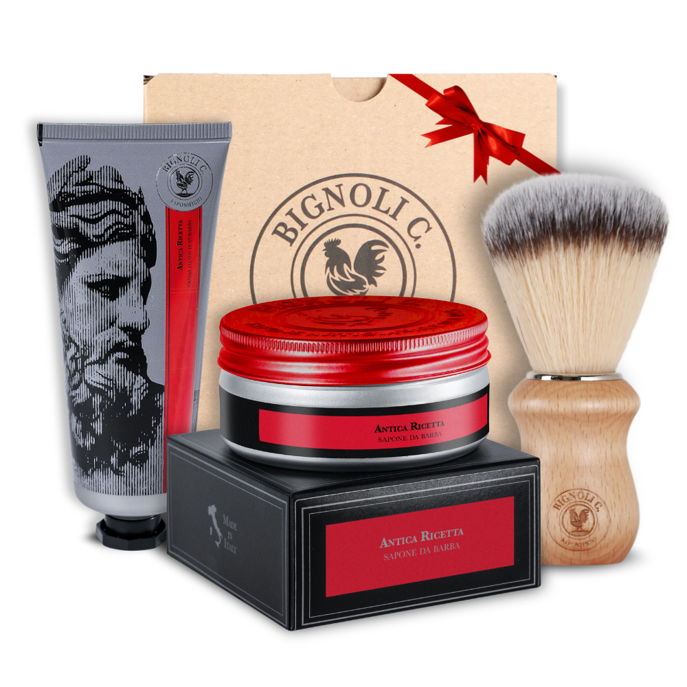 Kit Barba Antica Ricetta - Sapone da Barba 175g + Crema Dopobarba 75ml + Pennello