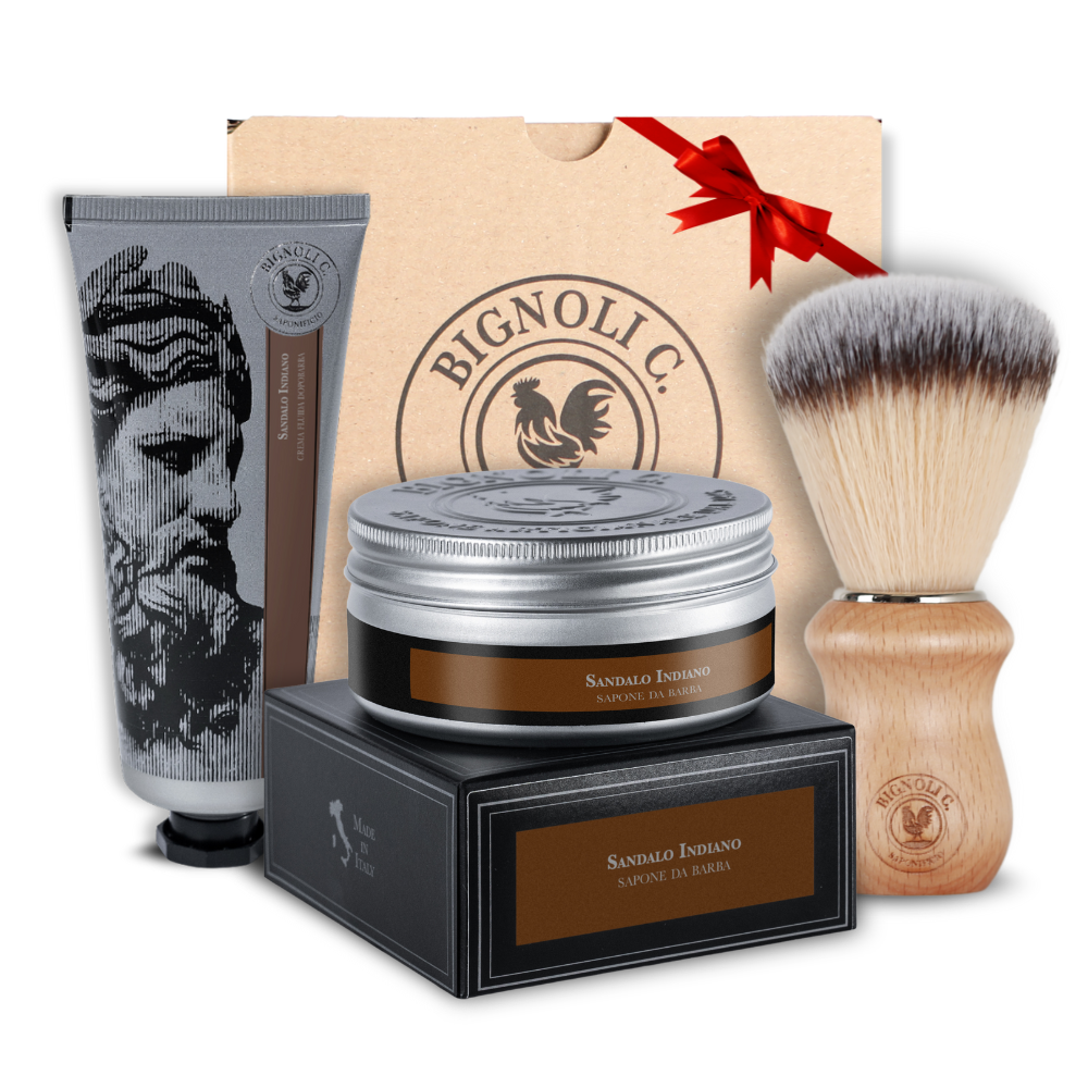 Kit Barba Sandalo - Sapone da Barba 175g + Crema Dopobarba 75ml + Pennello