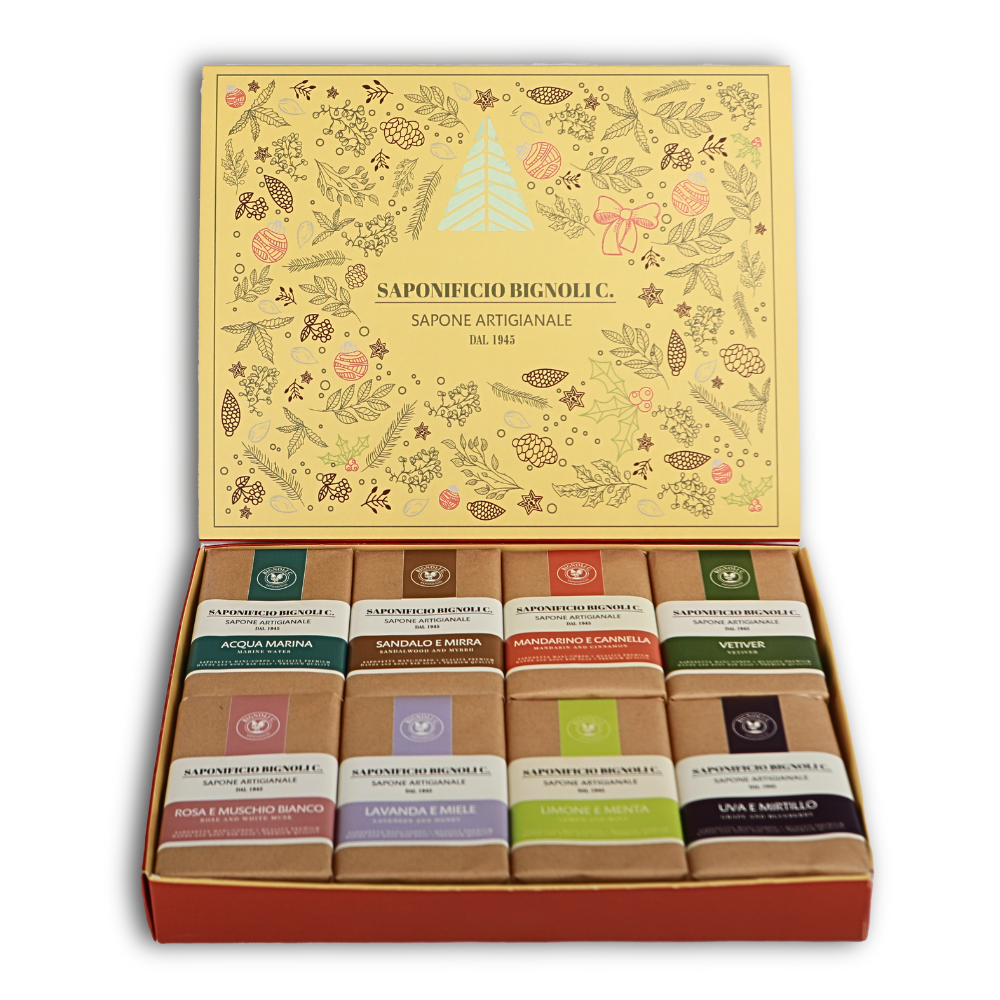 Cofanetto natalizio 8 saponette premium 150g
