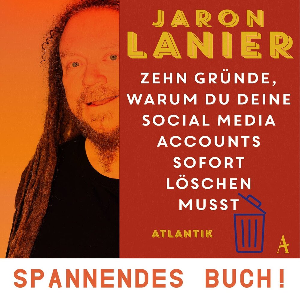 Good Read! 
#jaronlanier 
#zehngr&uuml;nde 
#zehngr&uuml;ndewarumdudeinesocialmediaacountssofortl&ouml;schenmusst 
#wiewirlebenwollen #wwwir 
#kulturjahr2020 #graz 
#augenauf #socialmedia 
#futureclassroom 
#futureclassroomonstage