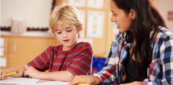 A child receiving individual instruction.