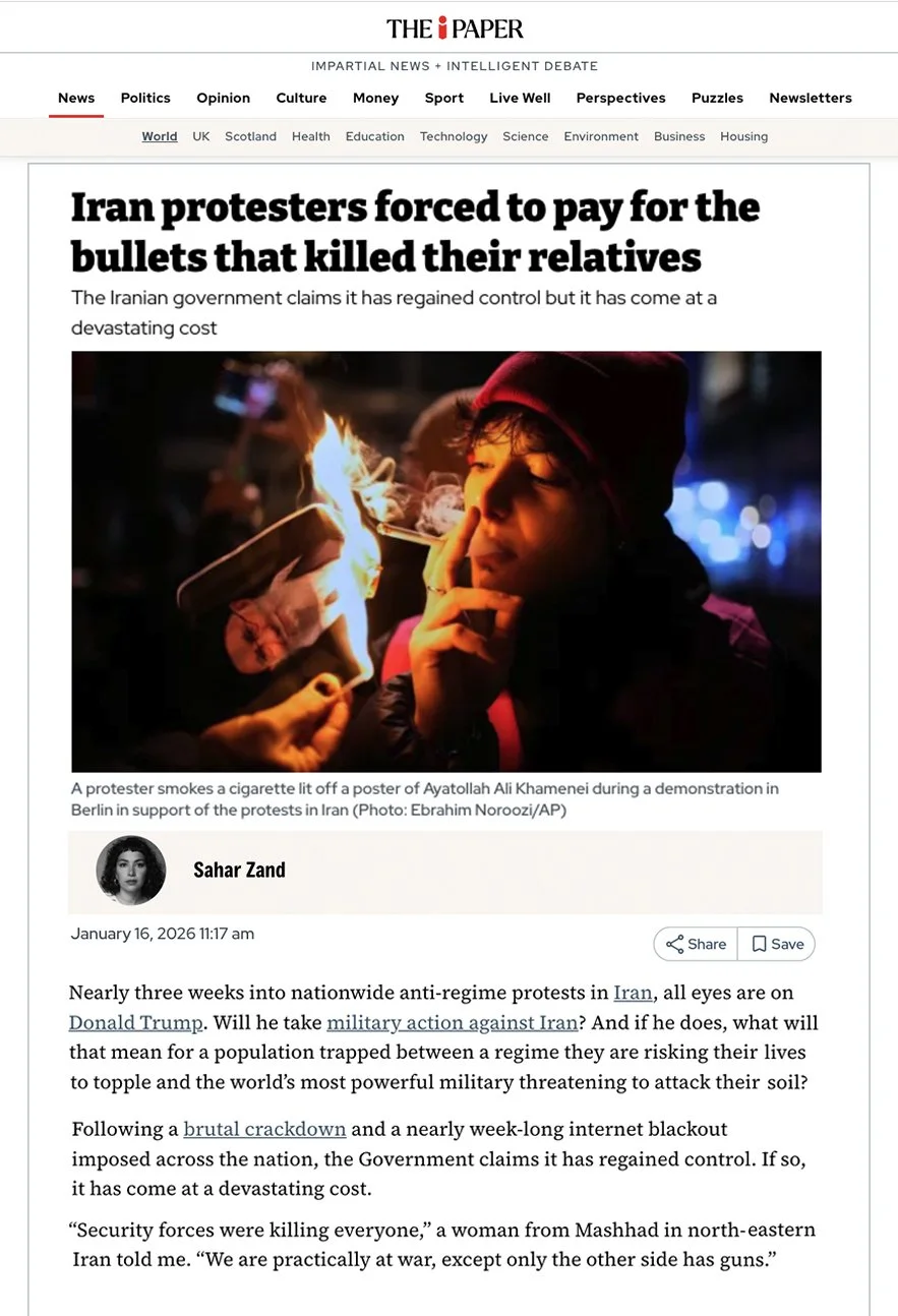 Sahar Zand British Iranian Journalist Iran Expert Iran protests 2026 crackdown