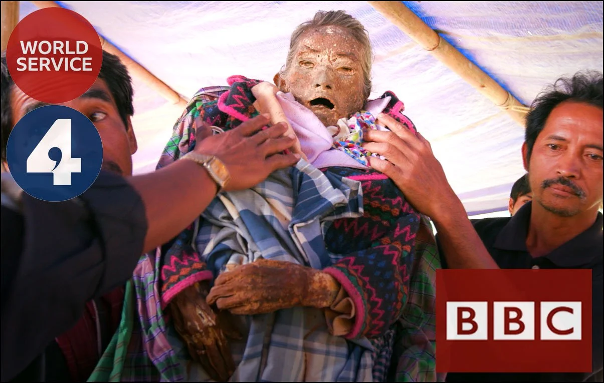 LIVING WITH THE DEAD BBC Radio 4 Crossing Continents documentary reported by Sahar Zand from Indonesia, on an adventure exploring Manene: Toraja death rituals, grief, religion, culture and families living alongside preserved relatives.