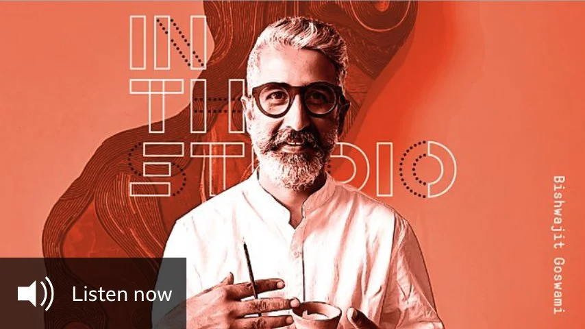 Bishwajit Goswami - Bangladesh Contemporary Artist - Dhaka - BBC art documentary Sahar Zand Podcast In the studio Paris Exhibition rivers Listen Now.jpg