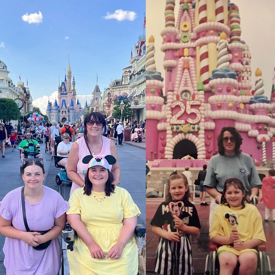 2023 vs 1997!! 🏰

The first time we ever visited Walt Disney World was for its 25th Anniversary and with the iconic Castle Cake! So of course, 26 years later, we had to recreate the photo! Though not in exactly the same place because we only remembe