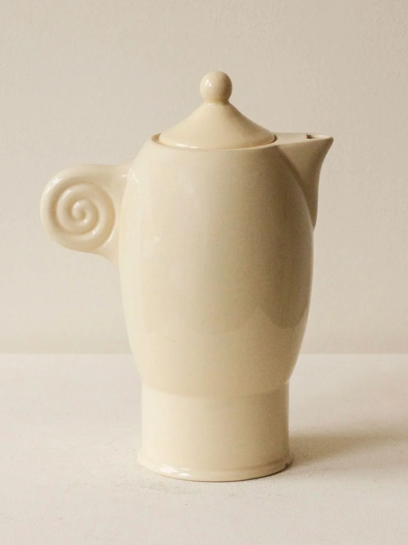 Now sold; A Jean Luce cream yellow coffee pot produced by Villeroy and Boch C1920s.