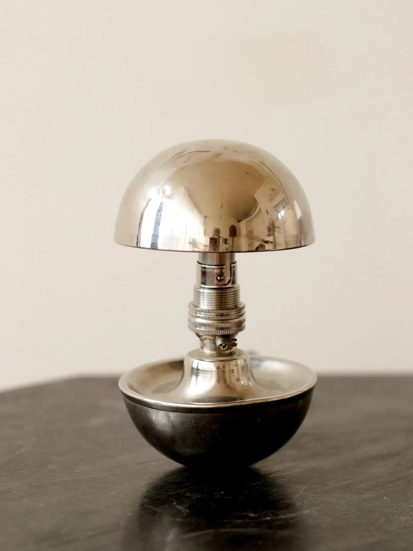 Sold but a favourite from the year, a 1930s night light in chrome with a domed shade that balances on the bulb 🖤