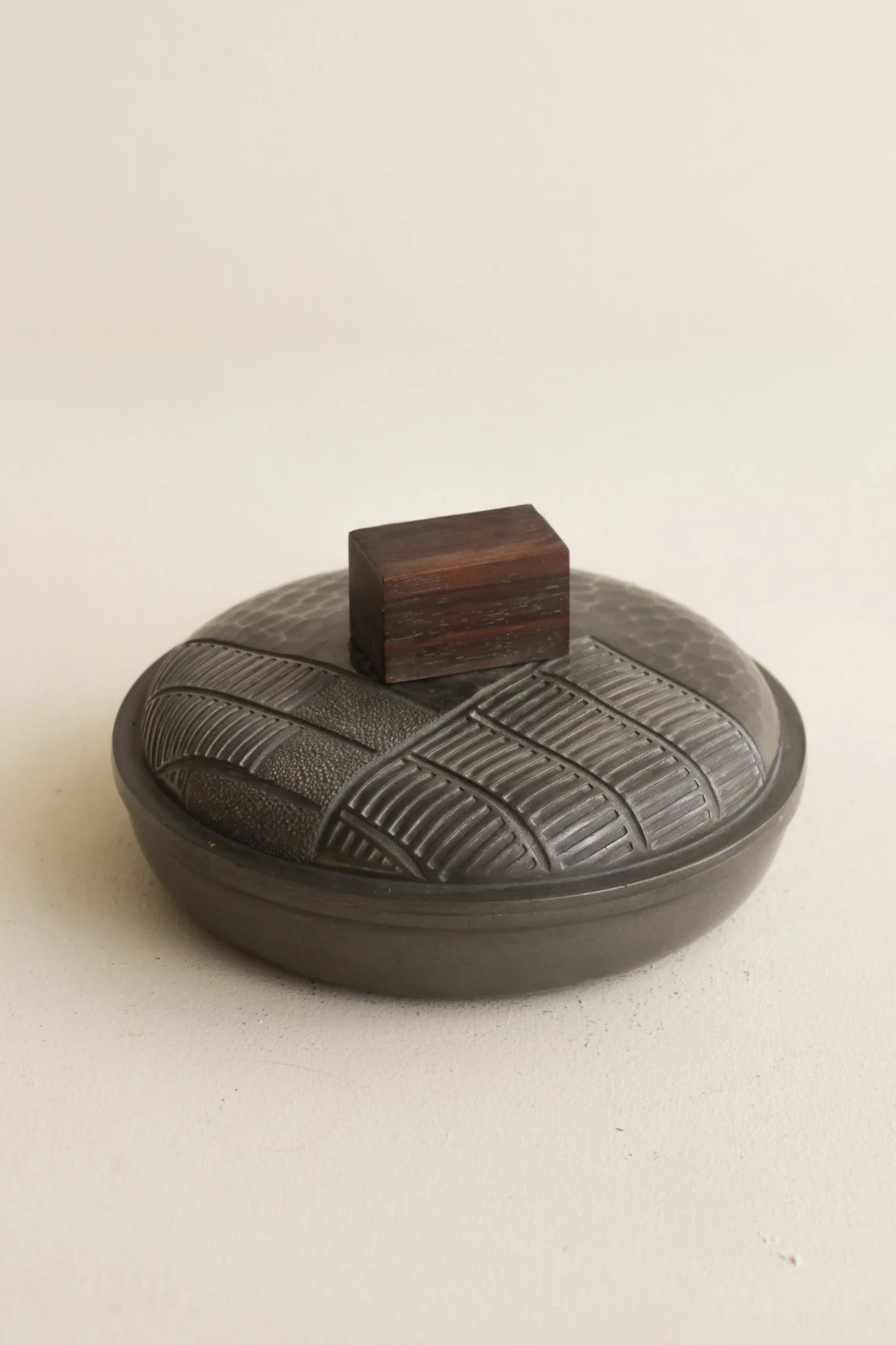 Pewter & Wood Lidded Pot