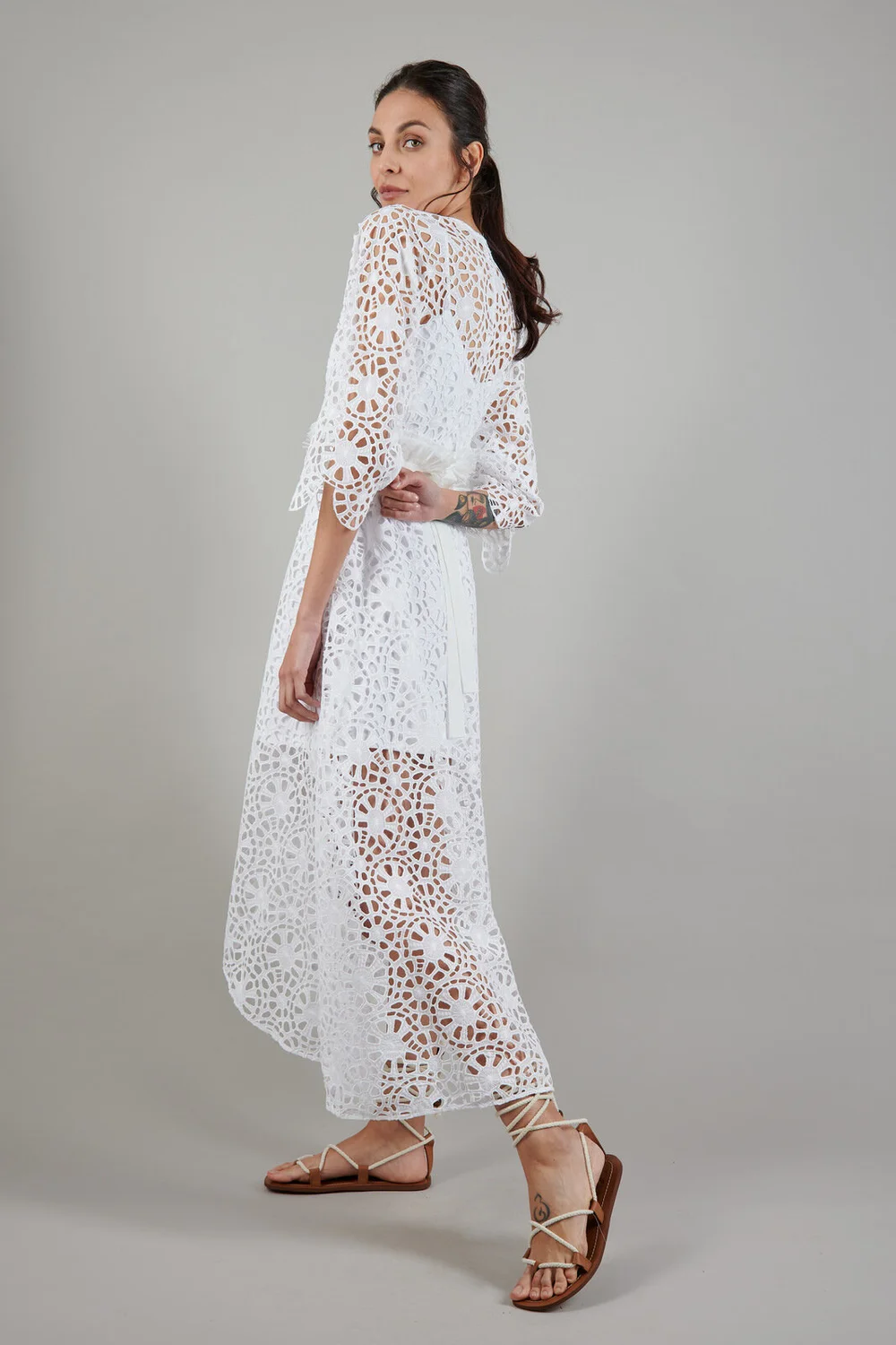 vintage rose lace dress Mini Floral Dress with Ivory Lace & Rose Brooch – Vintage Aesthetic Outfit