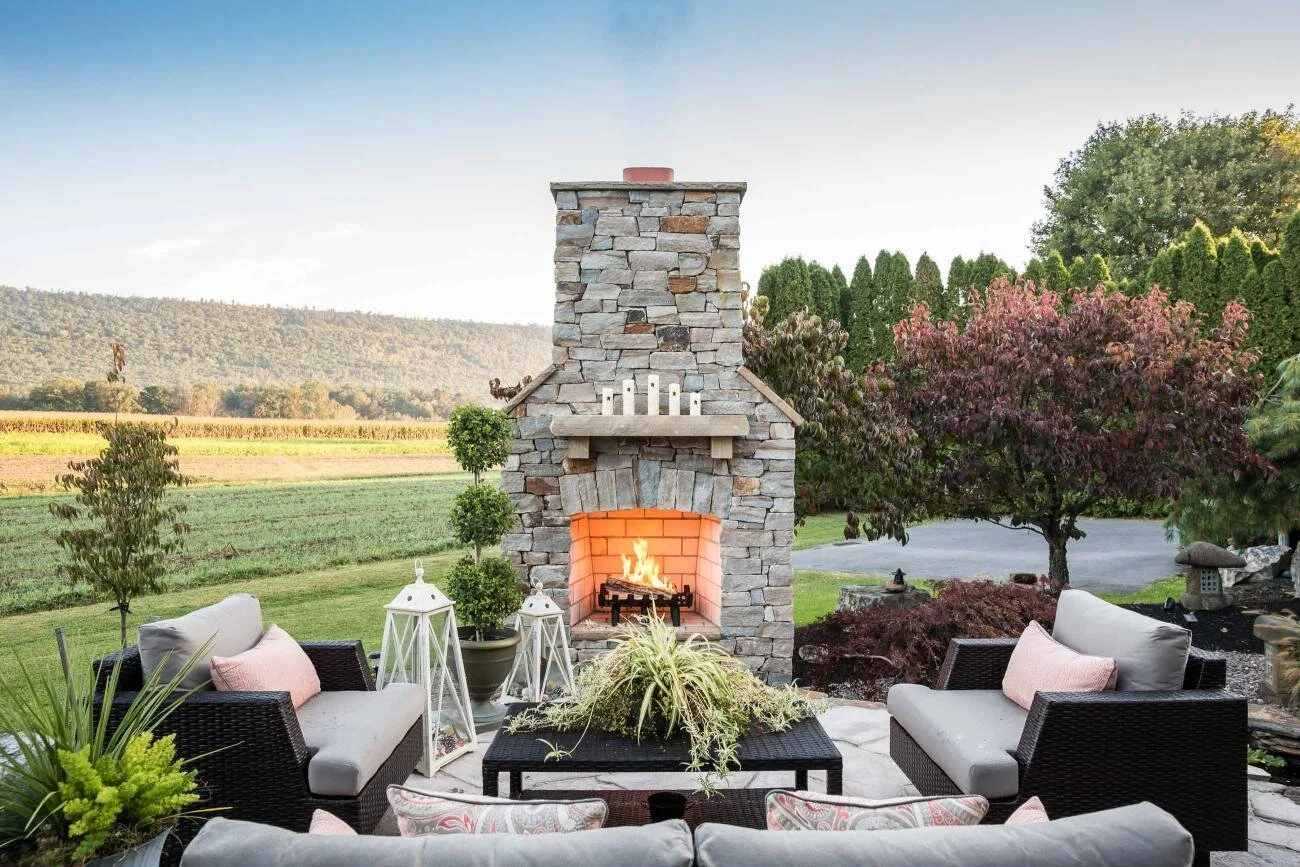 Outdoor Fireplace Camp Hill, Harrisburg, Lemoyne, Enola PA | GoldGlo  Landscapes