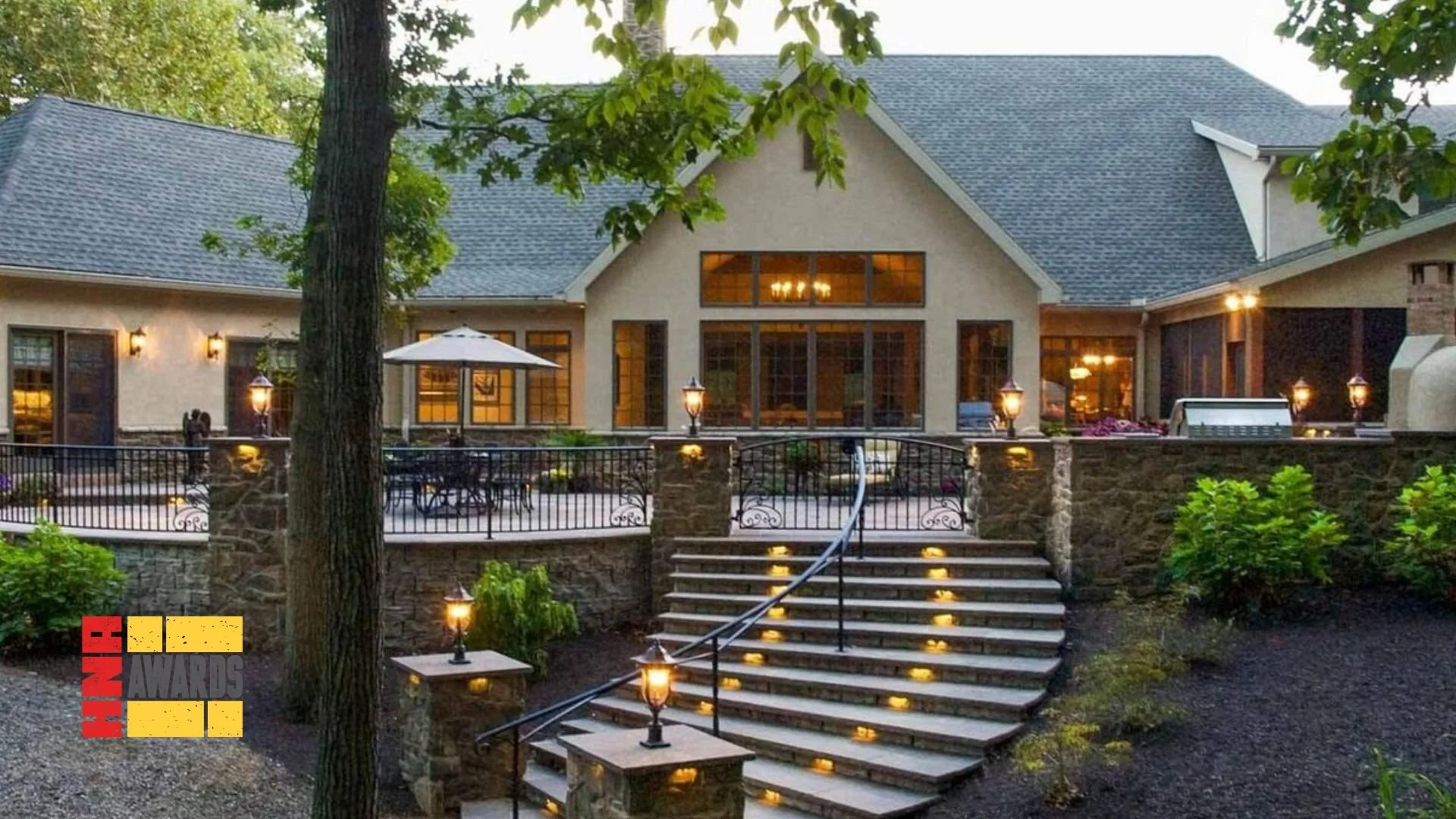 Stunning Woodland Retreat with Natural Stone Patio & Outdoor Kitchen in