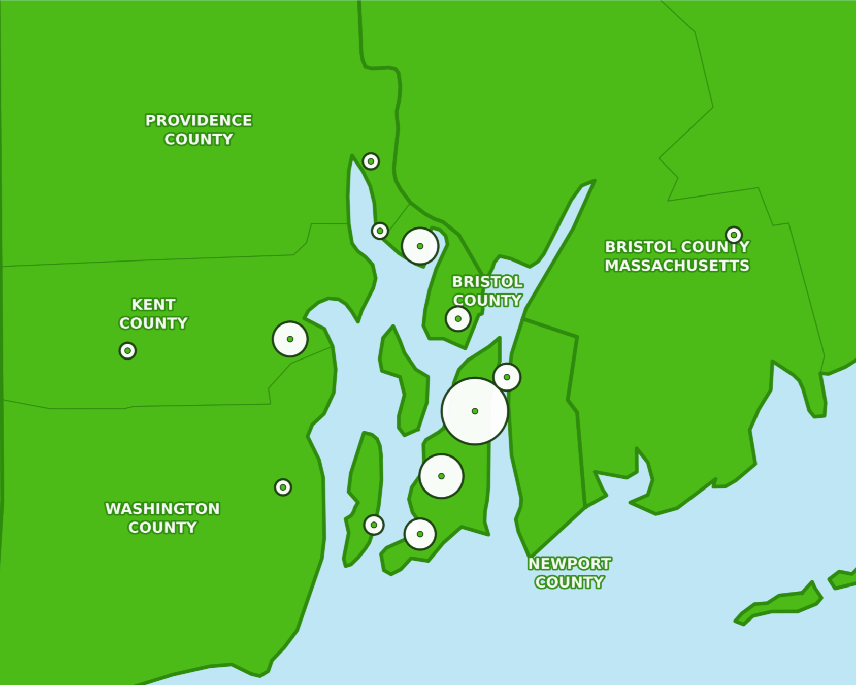 Map showing where AIR students live across Rhode Island