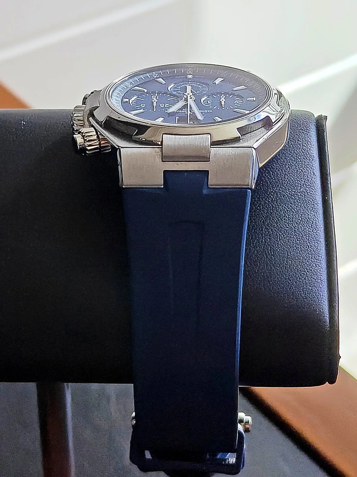 Vacheron Constantin Overseas Chronograph blue dial at an angle