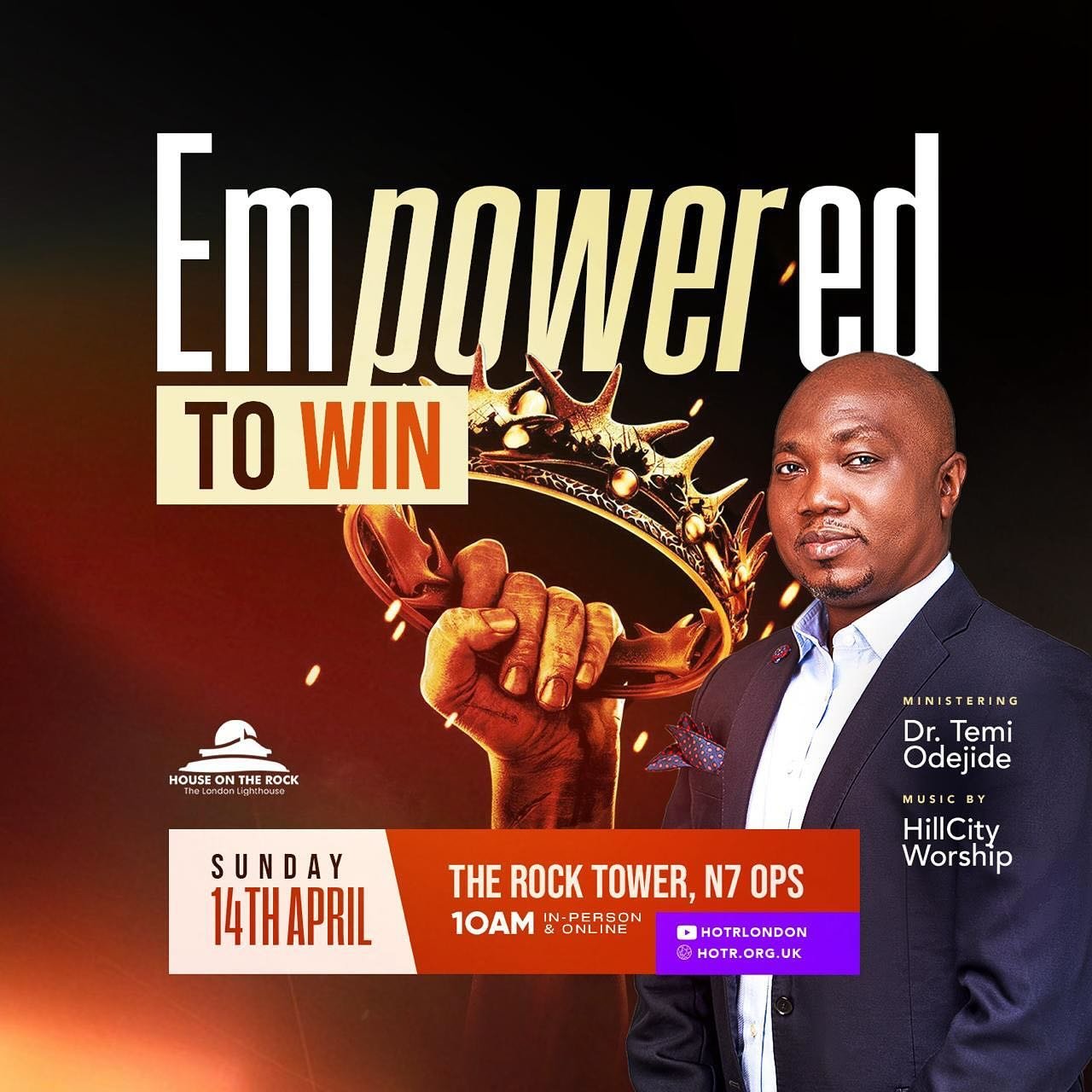 &ldquo;As we emerge from a month of transformation, immerse yourself in Sunday&rsquo;s service titled 
&lsquo;EMPOWERED,&rsquo; led by the dynamic Pastor Temi Odejide. 

Join us for an uplifting experience that will ignite your spirit and propel you 