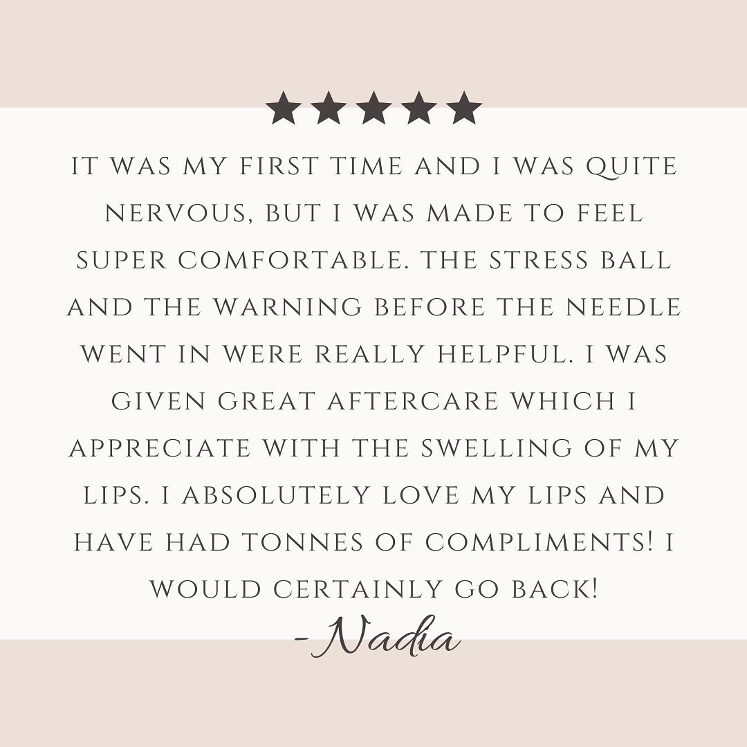A client review from the lovely Nadia 🤍

Anti-Wrinkle 👩🏼
Dermal Filler💋
Aqualyx Fat Dissolving 🪄
Vitamin Injections 💉
Fully Qualified &amp; Insured 🙏🏻
SW London, Oval 

https://nudeaestheticsbeauty.co.uk/

Booking link on our profile! 

#clie