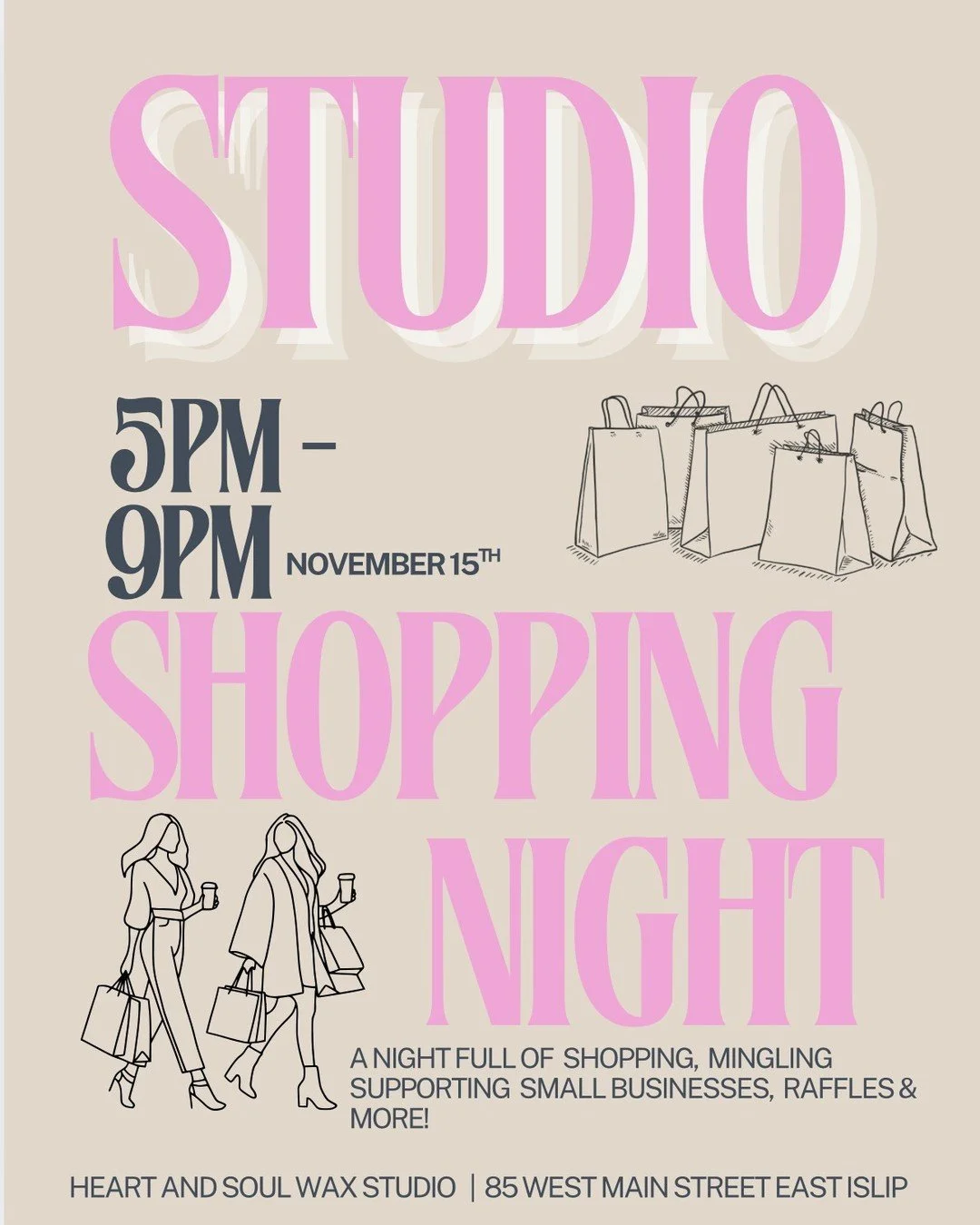 We&rsquo;re SO excited to officially invite you all to our Studio Shopping Night complete with local vendors, yummy bites, drinks, and raffles🛍️✨

Swipe to see all of our amazing vendors! 👀