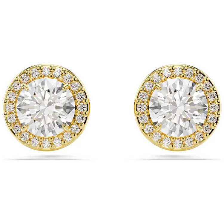 Una Angelic stud earrings, Round cut, Gold tone, Gold-tone plated.jpg