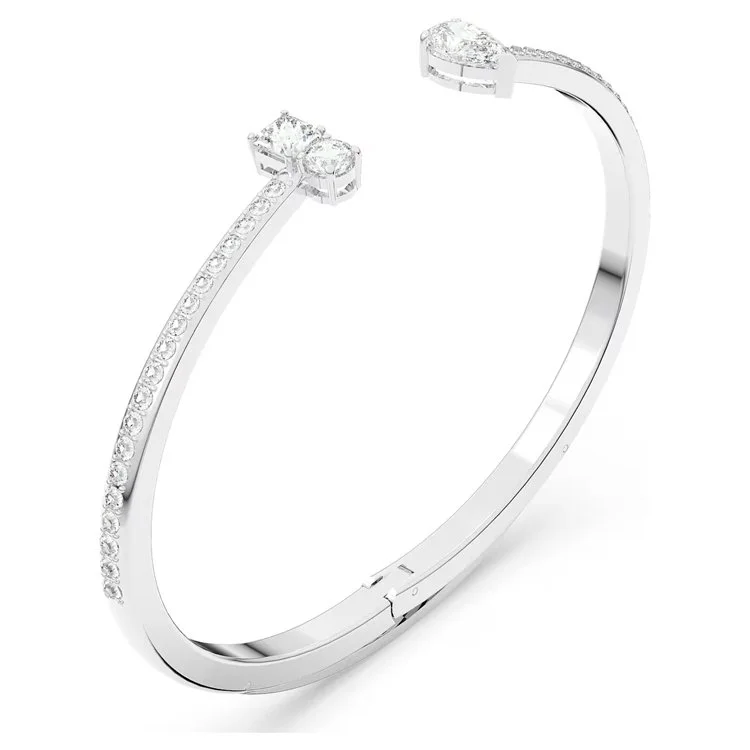 Mesmera Attract cuff, Mixed cuts, White, Rhodium plated 1.jpg