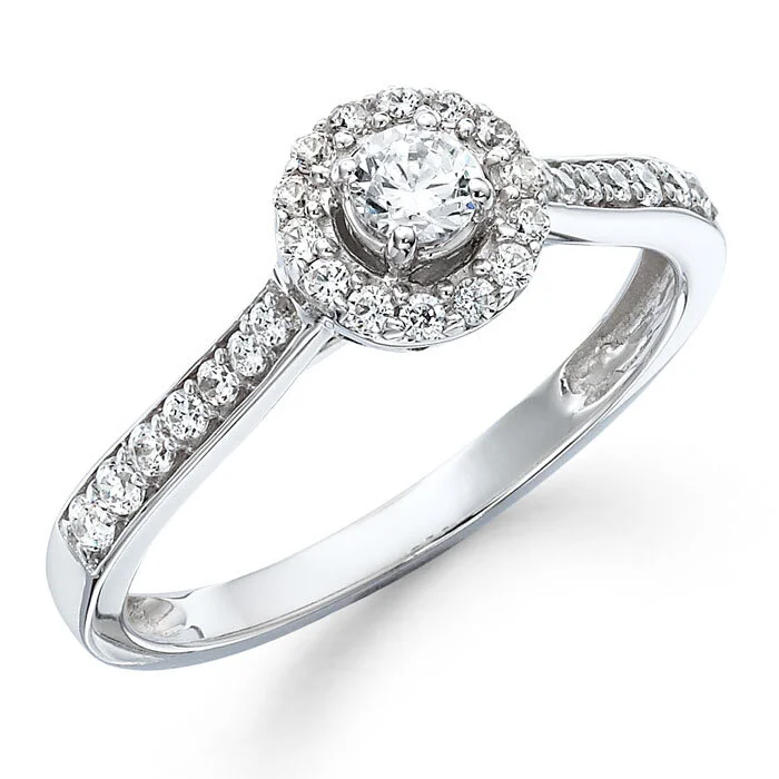 Diamond halo   Available in 9ct, 18ct yellow or white and platinum set with 0.25ct to 1.00ct brilliant cut diamonds.     Price from £595