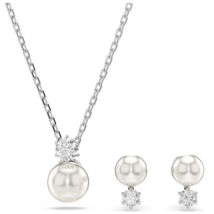 Matrix set, Crystal pearl, Round cut, White, Rhodium plated.jpg