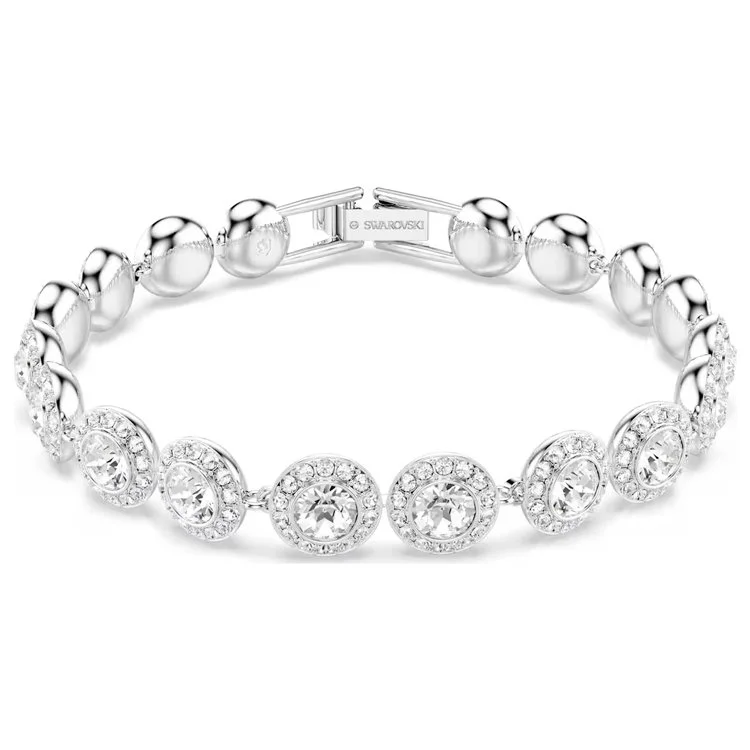 Una Tennis bracelet, Round cut, White, Rhodium plated 1.jpg