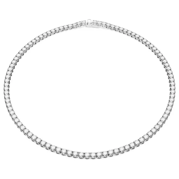 Matrix Tennis necklace, Round cut, White, Rhodium plated.jpg