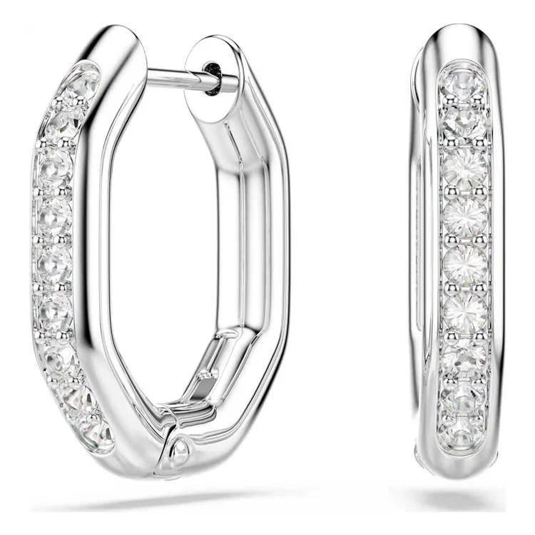 Dextera hoop earrings, Octagon shape, Round cut, White, Gold-tone plated 2.jpg