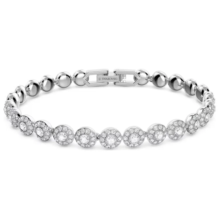 Angelic Tennis bracelet, Round cut, Small, White, Rhodium plated.jpg