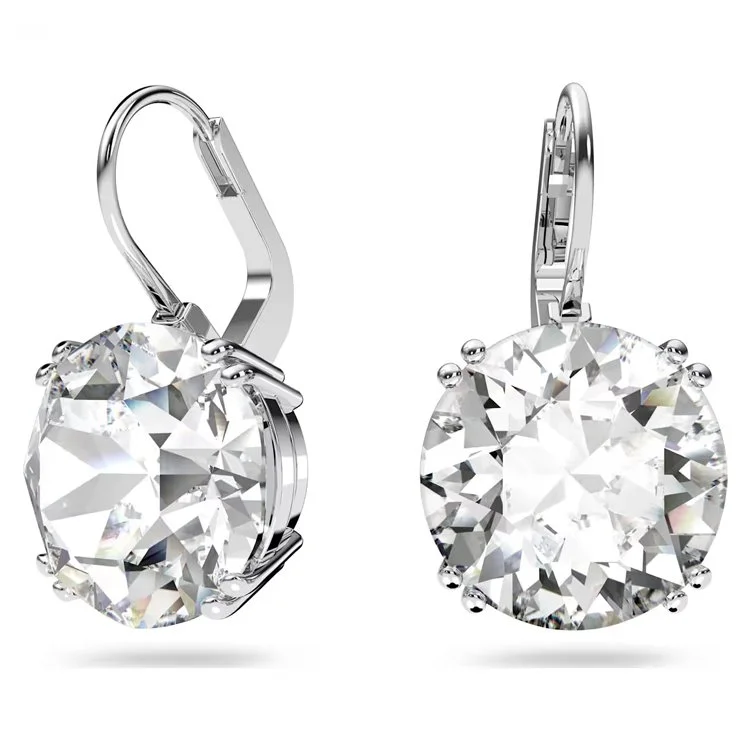 Millenia drop earrings, Round cut, White, Rhodium plated.jpg