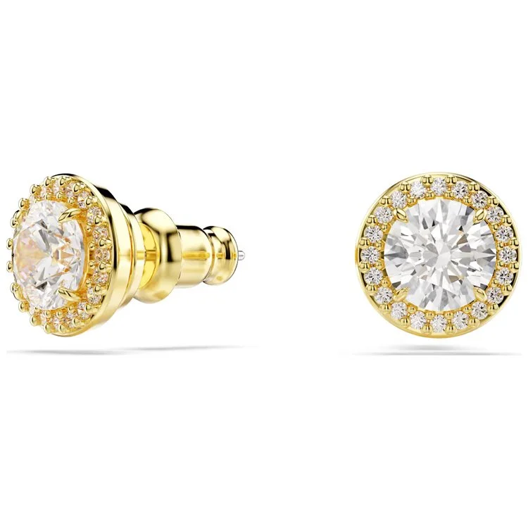 Una Angelic stud earrings, Round cut, Gold tone, Gold-tone plated 1.jpg